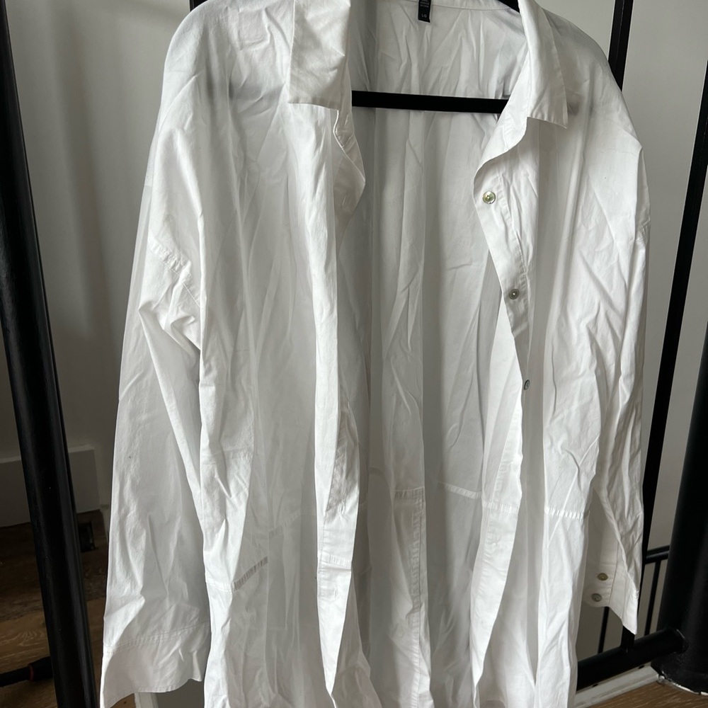 Eileen Fisher Crisp White Cotton Blend Top